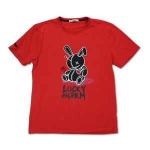 BKYS Black Keys Lucky Charm Embroidered Black Voodoo Bunny Red T-Shirt Men XL